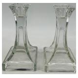 Vintage Crystal Candlestick Holders - 6 pairs including Painted Blue with Bird Motif