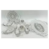 Vintage Cambridge Glass Candlelight Crystal Set - including Clear Compote Bowl, Candlesticks & Plates