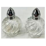 Vintage Fostoria Clear Glass Pedestal Compote, Salt & Pepper Shakers, 6 Swirl Bowls, Divided Dish and Creamer