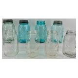 Vintage Ball Mason Jars Assortment - Blue & Clear Glass with Embossed Logos