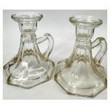 Vintage Crystal Glass Candle Holders - 7 Pairs of Clear, Assorted Styles