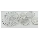 Vintage Fostoria Glass Diamond Pattern Clear Glass Platter - Cake Plate & More