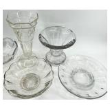 Assorted Vintage Crystal Glass including a Punch Bowl Base and Vase