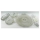 Vintage Crystal Cut Glass Dishware Set - Starburst Pattern & Assorted Pieces