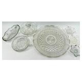 Vintage Crystal Cut Glass Dishware Set - Starburst Pattern & Assorted Pieces