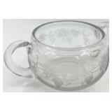 Assorted Vintage Fostoria Glass - Clear Etched Grapevine Pattern Assorted Plates, Saucers & Teacup Set