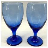 Vintage Blue Stem Goblets & Clear Champagne Flutes - 8-Piece Glassware Set
