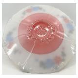 Vintage Indiana Glass Floral Pattern Dessert Plates with Handle