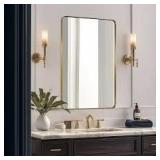 24x36 Inch Gold Metal Framed Rectangular Bathrrom Mirror for Wall