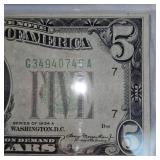 1934A $5 Federal Reserve Note AU Plus