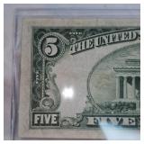 1934A $5 Federal Reserve Note AU Plus