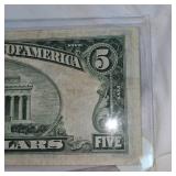 1934A $5 Federal Reserve Note AU Plus