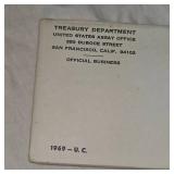 1969 US Mint Set UNC, Unopened Envelope, Silver