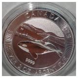 2019 Canadian $10 2oz Silver Orca