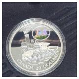 2001 $20 Canadian Silver Locamotive