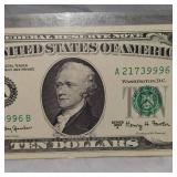 1963 A $10 Federal Reserve Note UNC