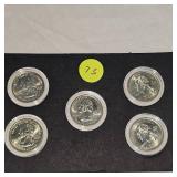 2007 P Colored Washington 25c, 5 Coin Set