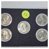 2007 P Colored Washington 25c, 5 Coin Set