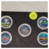 2007 D Colored Washington 25c, 5 Coin Set