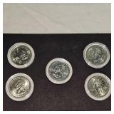 2007 D Colored Washington 25c, 5 Coin Set