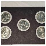 2007 D Colored Washington 25c, 5 Coin Set