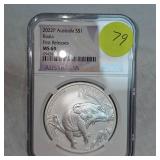 2022 P Auctralia $1 MS69 1st Release, Silver Koala
