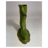 Atlantic Mold Green Glazed Gold Ceramic Victorian Boot Vase Planter