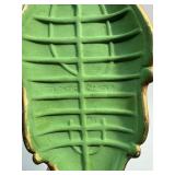 Atlantic Mold Green Glazed Gold Ceramic Victorian Boot Vase Planter