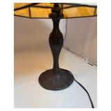 Lot of (2) Slag Glass Shade Table Lamps