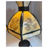 Lot of (2) Slag Glass Shade Table Lamps