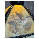 Lot of (2) Slag Glass Shade Table Lamps