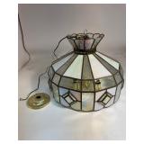 Mid Century Iridescent Stained Glass 5 Light Pendant Chandelier