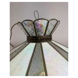Mid Century Iridescent Stained Glass 5 Light Pendant Chandelier