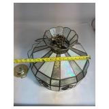 Mid Century Iridescent Stained Glass 5 Light Pendant Chandelier