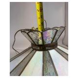 Mid Century Iridescent Stained Glass 5 Light Pendant Chandelier