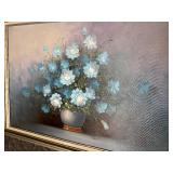 Robert Cox Blue And White Flowers Oil On Canvas