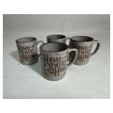 1970s CERAMIC HOME SWEET HOME MUG Japan Vintage Cabin Rustic Grey Brown
