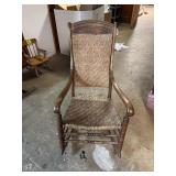 Wicker Seat Wooden Rocking Chair