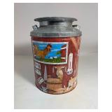 Metal Canister with Farm Scene