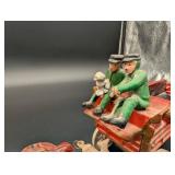 Vintage Cast Iron Red Horses Team with Wagon Toy Set (Lot of 6)