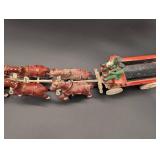 Vintage Cast Iron Red Horses Team with Wagon Toy Set (Lot of 6)