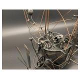 Vintage Wire Airship Sculpture - Steampunk Metal Art with Propellers & Wheels