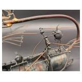 Vintage Wire Airship Sculpture - Steampunk Metal Art with Propellers & Wheels