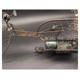 Vintage Wire Airship Sculpture - Steampunk Metal Art with Propellers & Wheels