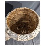 Ice Cream Cone Shaped Handwoven Wicker Basket with Lid - Tall Natural Storage Decor