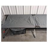 Camping Cot Folding Bed - Portable Gray Outdoor Cot with Mesh Pocket
