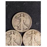 Walking Liberty Half Dollars - 6 Coins, 50-Cent US Silver (1934-1940s)