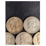 Franklin Half Dollars 90% Silver. Lot Of 9