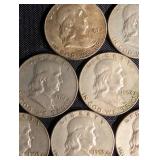 Franklin Half Dollars 90% Silver. Lot Of 9