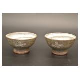 Japanese Stoneware Teapot Set with 4 Cups & White Swirl Bowl in Box - Gray Crackle Glaze